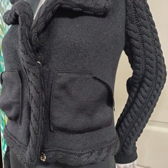 Knitss Wool Cable Knit Black Thick Lux Cardigan Twee M - Picture 4 of 16